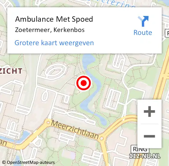 Locatie op kaart van de 112 melding: Ambulance Met Spoed Naar Zoetermeer, Kerkenbos op 27 april 2024 15:45