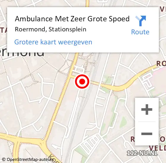 Locatie op kaart van de 112 melding: Ambulance Met Zeer Grote Spoed Naar Roermond, Stationsplein op 27 april 2024 15:54