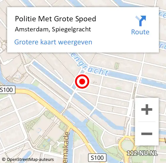 Locatie op kaart van de 112 melding: Politie Met Grote Spoed Naar Amsterdam, Spiegelgracht op 27 april 2024 15:55