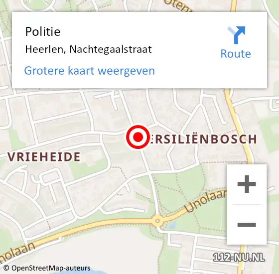 Locatie op kaart van de 112 melding: Politie Heerlen, Nachtegaalstraat op 27 april 2024 16:00
