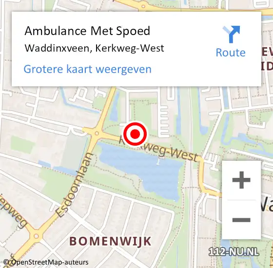 Locatie op kaart van de 112 melding: Ambulance Met Spoed Naar Waddinxveen, Kerkweg-West op 27 april 2024 16:05