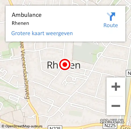 Locatie op kaart van de 112 melding: Ambulance Rhenen op 27 april 2024 16:09