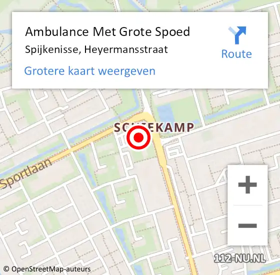 Locatie op kaart van de 112 melding: Ambulance Met Grote Spoed Naar Spijkenisse, Heyermansstraat op 27 april 2024 16:20