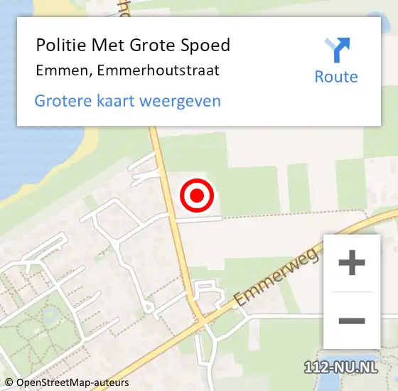 Locatie op kaart van de 112 melding: Politie Met Grote Spoed Naar Emmen, Emmerhoutstraat op 27 april 2024 16:27
