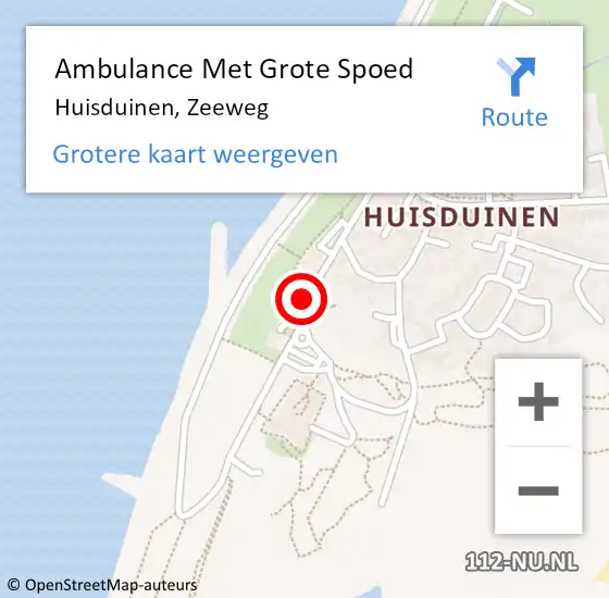 Locatie op kaart van de 112 melding: Ambulance Met Grote Spoed Naar Huisduinen, Zeeweg op 3 oktober 2014 20:34