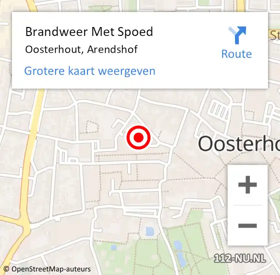 Locatie op kaart van de 112 melding: Brandweer Met Spoed Naar Oosterhout, Arendshof op 27 april 2024 16:32