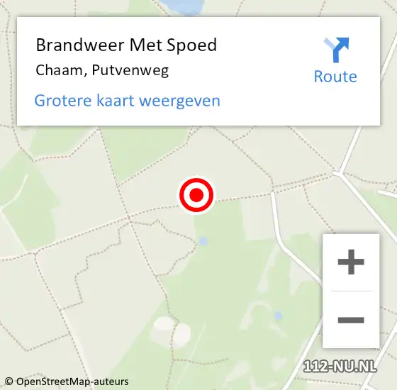 Locatie op kaart van de 112 melding: Brandweer Met Spoed Naar Chaam, Putvenweg op 27 april 2024 16:41