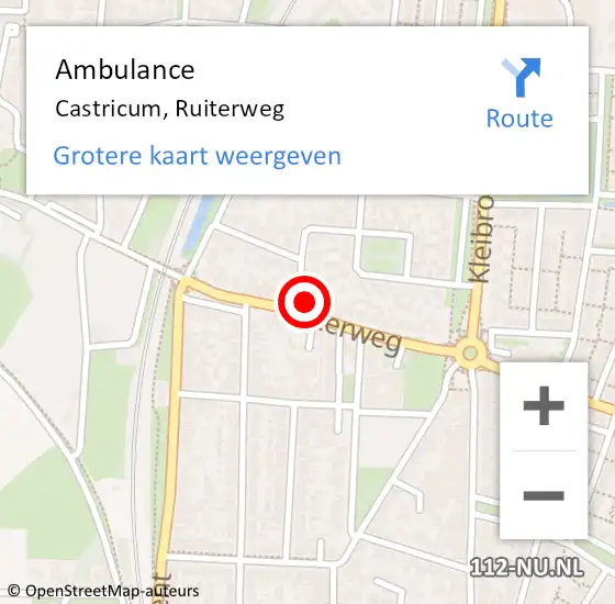 Locatie op kaart van de 112 melding: Ambulance Castricum, Ruiterweg op 27 april 2024 16:49