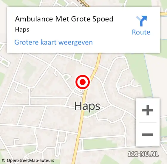 Locatie op kaart van de 112 melding: Ambulance Met Grote Spoed Naar Haps op 27 april 2024 16:58