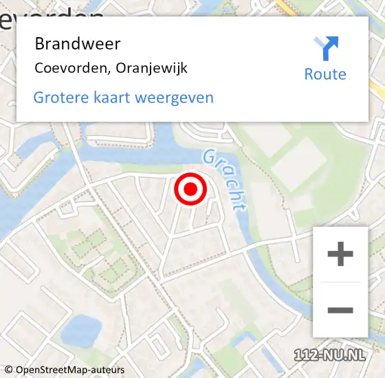 Locatie op kaart van de 112 melding: Brandweer Coevorden, Oranjewijk op 27 april 2024 17:06