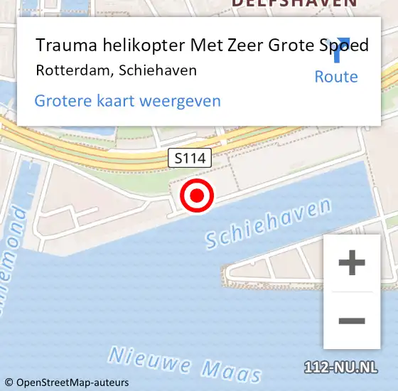 Locatie op kaart van de 112 melding: Trauma helikopter Met Zeer Grote Spoed Naar Rotterdam, Schiehaven op 27 april 2024 17:08