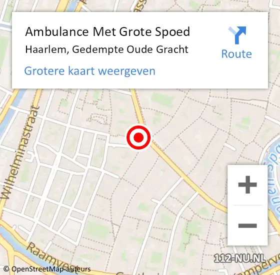 Locatie op kaart van de 112 melding: Ambulance Met Grote Spoed Naar Haarlem, Gedempte Oude Gracht op 27 april 2024 17:10