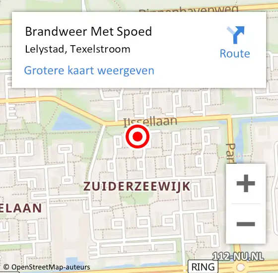 Locatie op kaart van de 112 melding: Brandweer Met Spoed Naar Lelystad, Texelstroom op 27 april 2024 17:14