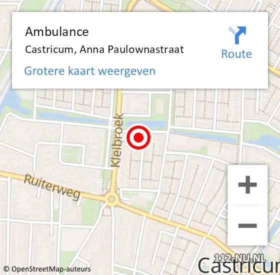 Locatie op kaart van de 112 melding: Ambulance Castricum, Anna Paulownastraat op 27 april 2024 17:28