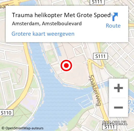 Locatie op kaart van de 112 melding: Trauma helikopter Met Grote Spoed Naar Amsterdam, Amstelboulevard op 27 april 2024 17:29