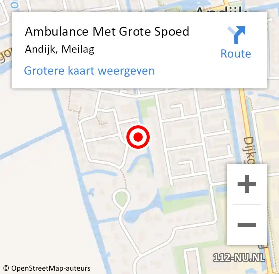 Locatie op kaart van de 112 melding: Ambulance Met Grote Spoed Naar Andijk, Meilag op 27 april 2024 17:51