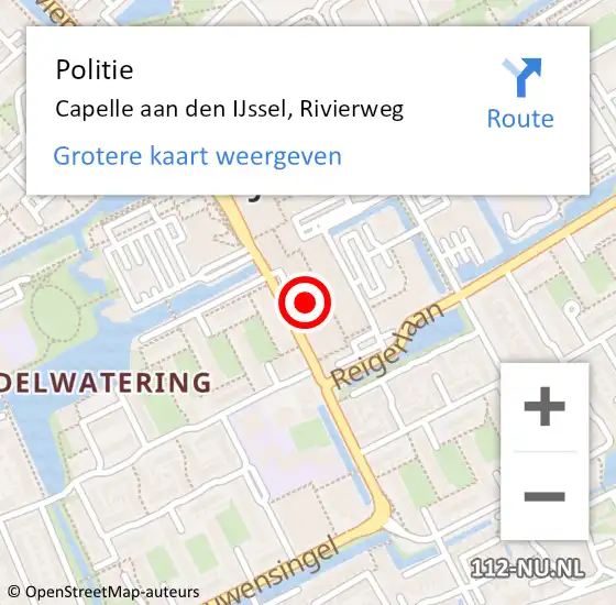 Locatie op kaart van de 112 melding: Politie Capelle aan den IJssel, Rivierweg op 27 april 2024 17:54