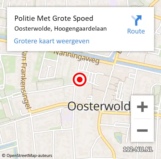 Locatie op kaart van de 112 melding: Politie Met Grote Spoed Naar Oosterwolde, Hoogengaardelaan op 27 april 2024 18:02