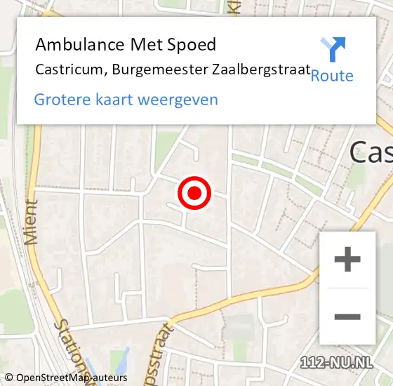 Locatie op kaart van de 112 melding: Ambulance Met Spoed Naar Castricum, Burgemeester Zaalbergstraat op 27 april 2024 18:02