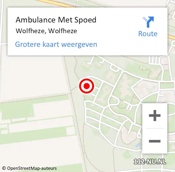 Locatie op kaart van de 112 melding: Ambulance Met Spoed Naar Wolfheze, Wolfheze op 27 april 2024 18:05