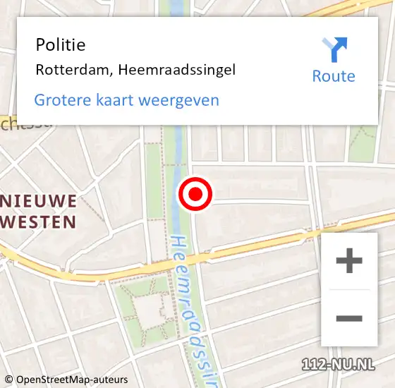 Locatie op kaart van de 112 melding: Politie Rotterdam, Heemraadssingel op 27 april 2024 18:06