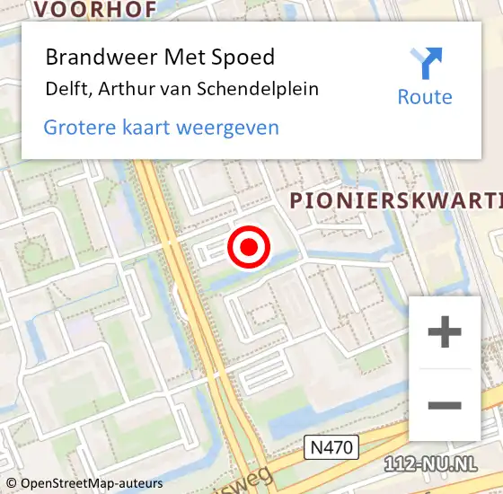 Locatie op kaart van de 112 melding: Brandweer Met Spoed Naar Delft, Arthur van Schendelplein op 27 april 2024 18:22