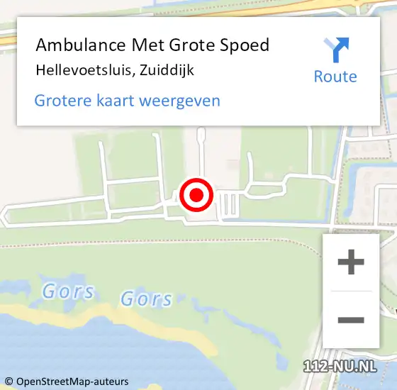 Locatie op kaart van de 112 melding: Ambulance Met Grote Spoed Naar Hellevoetsluis, Zuiddijk op 27 april 2024 18:23