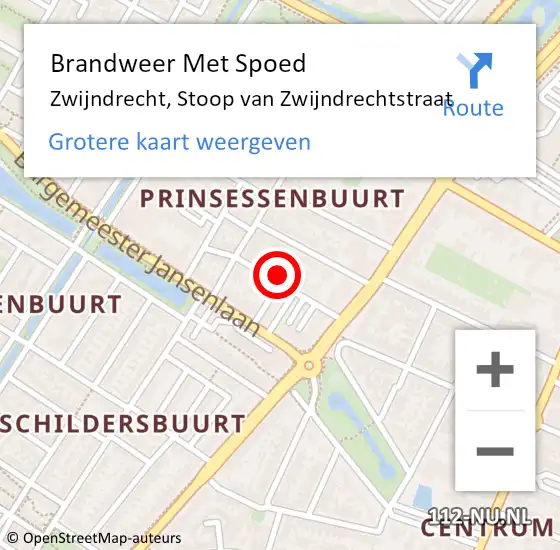 Locatie op kaart van de 112 melding: Brandweer Met Spoed Naar Zwijndrecht, Stoop van Zwijndrechtstraat op 27 april 2024 18:25
