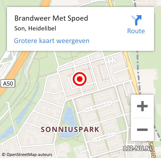 Locatie op kaart van de 112 melding: Brandweer Met Spoed Naar Son, Heidelibel op 27 april 2024 18:30