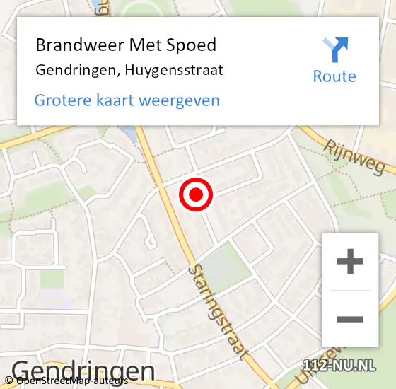 Locatie op kaart van de 112 melding: Brandweer Met Spoed Naar Gendringen, Huygensstraat op 27 april 2024 18:44
