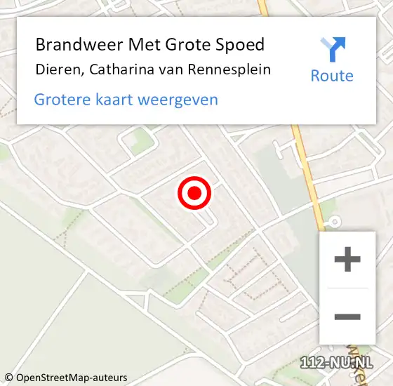Locatie op kaart van de 112 melding: Brandweer Met Grote Spoed Naar Dieren, Catharina van Rennesplein op 27 april 2024 18:50