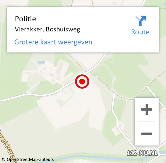 Locatie op kaart van de 112 melding: Politie Vierakker, Boshuisweg op 27 april 2024 19:03