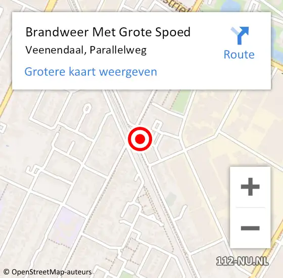 Locatie op kaart van de 112 melding: Brandweer Met Grote Spoed Naar Veenendaal, Parallelweg op 27 april 2024 19:24