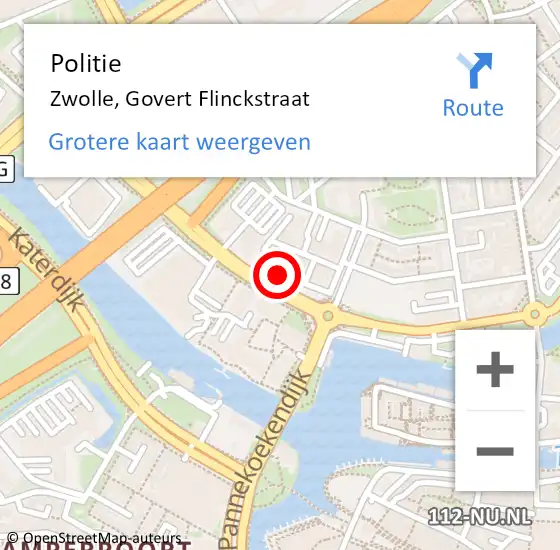 Locatie op kaart van de 112 melding: Politie Zwolle, Govert Flinckstraat op 27 april 2024 19:26