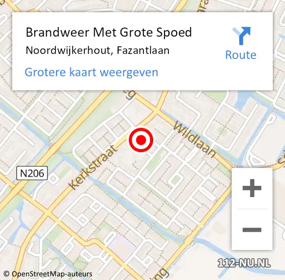 Locatie op kaart van de 112 melding: Brandweer Met Grote Spoed Naar Noordwijkerhout, Fazantlaan op 27 april 2024 19:33