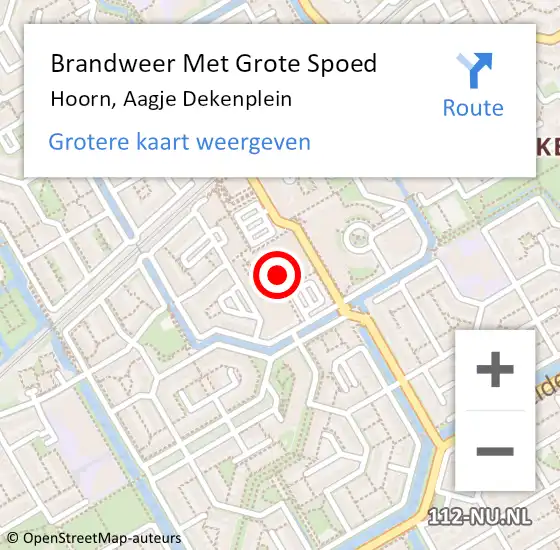 Locatie op kaart van de 112 melding: Brandweer Met Grote Spoed Naar Hoorn, Aagje Dekenplein op 27 april 2024 19:34