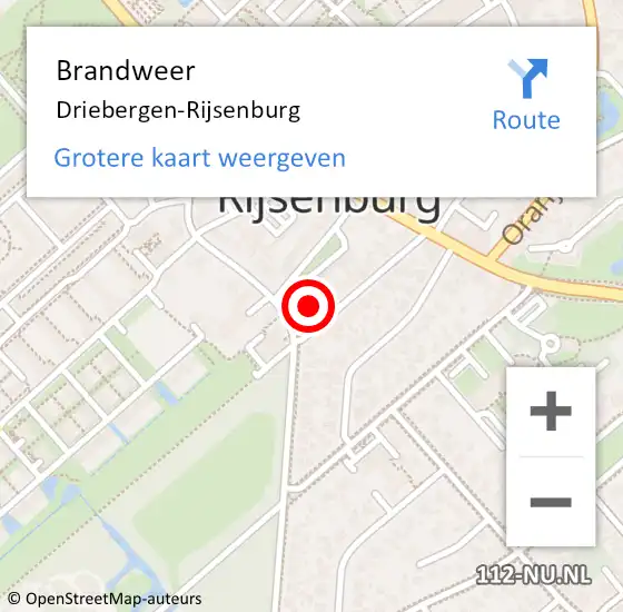 Locatie op kaart van de 112 melding: Brandweer Driebergen-Rijsenburg op 27 april 2024 19:37