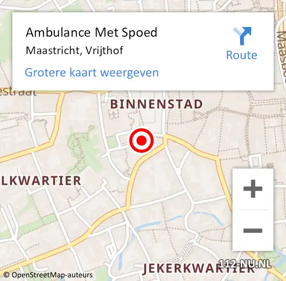 Locatie op kaart van de 112 melding: Ambulance Met Spoed Naar Maastricht, Vrijthof op 27 april 2024 19:40