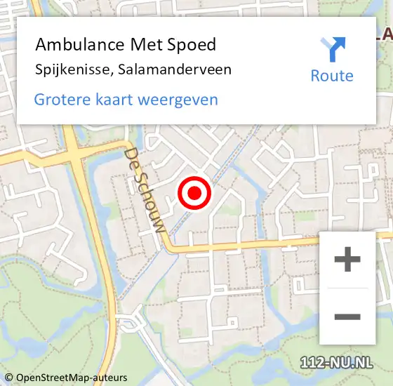 Locatie op kaart van de 112 melding: Ambulance Met Spoed Naar Spijkenisse, Salamanderveen op 27 april 2024 19:42