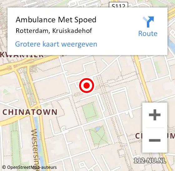 Locatie op kaart van de 112 melding: Ambulance Met Spoed Naar Rotterdam, Kruiskadehof op 27 april 2024 19:51