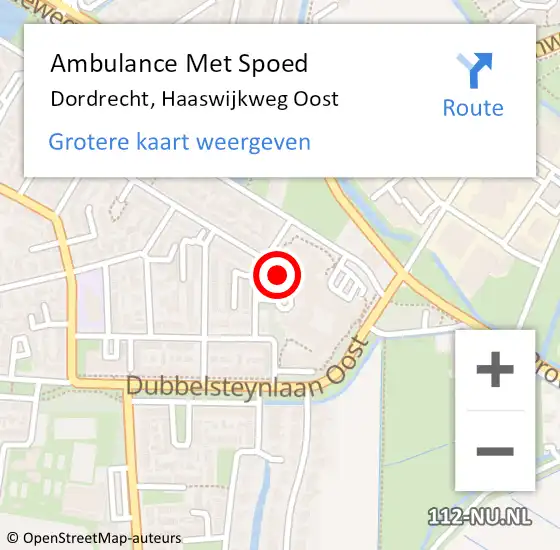Locatie op kaart van de 112 melding: Ambulance Met Spoed Naar Dordrecht, Haaswijkweg Oost op 27 april 2024 19:53