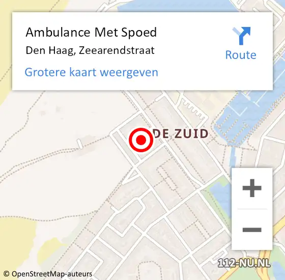 Locatie op kaart van de 112 melding: Ambulance Met Spoed Naar Den Haag, Zeearendstraat op 27 april 2024 19:56