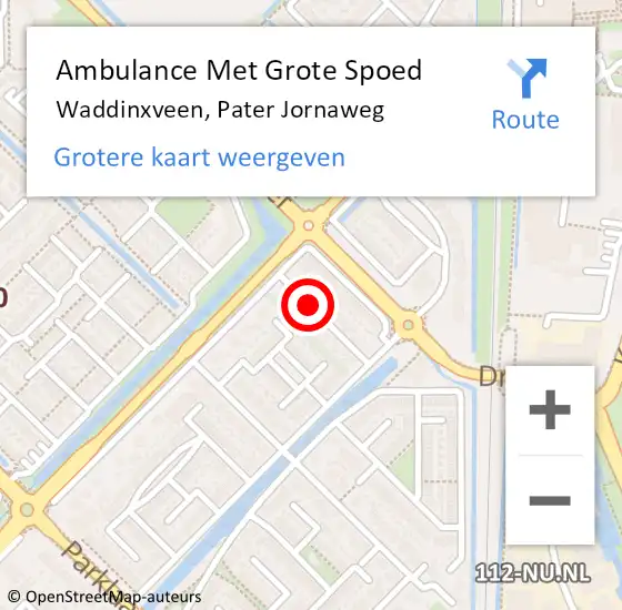 Locatie op kaart van de 112 melding: Ambulance Met Grote Spoed Naar Waddinxveen, Pater Jornaweg op 27 april 2024 19:56
