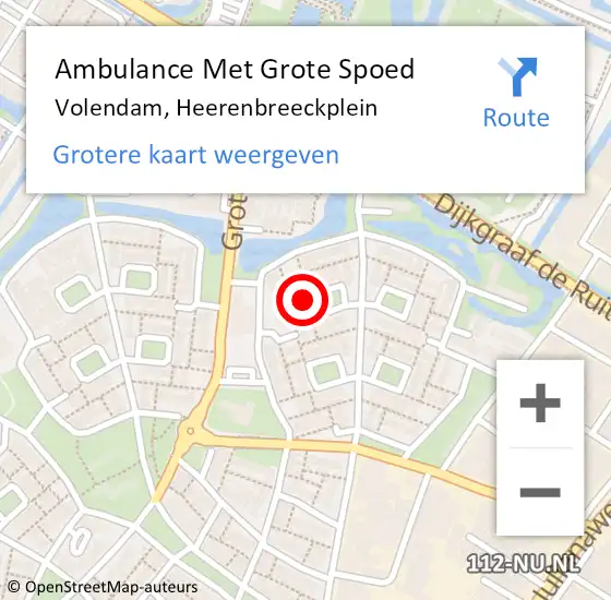 Locatie op kaart van de 112 melding: Ambulance Met Grote Spoed Naar Volendam, Heerenbreeckplein op 27 april 2024 20:00