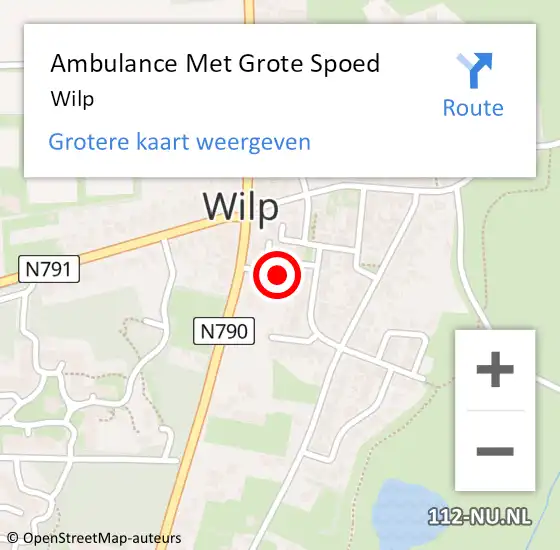 Locatie op kaart van de 112 melding: Ambulance Met Grote Spoed Naar Wilp op 27 april 2024 20:05