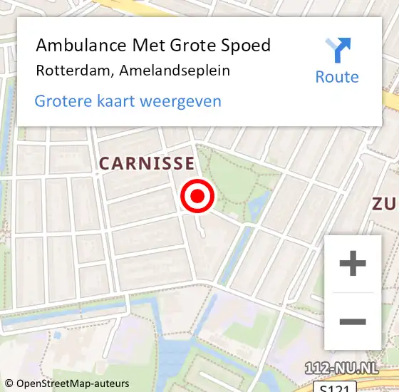 Locatie op kaart van de 112 melding: Ambulance Met Grote Spoed Naar Rotterdam, Amelandseplein op 27 april 2024 20:08