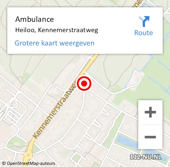 Locatie op kaart van de 112 melding: Ambulance Heiloo, Kennemerstraatweg op 27 april 2024 20:15