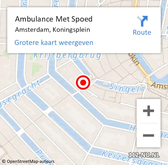 Locatie op kaart van de 112 melding: Ambulance Met Spoed Naar Amsterdam, Koningsplein op 27 april 2024 20:19