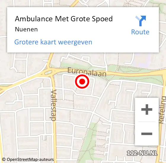Locatie op kaart van de 112 melding: Ambulance Met Grote Spoed Naar Nuenen op 27 april 2024 20:19