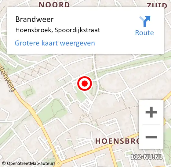 Locatie op kaart van de 112 melding: Brandweer Hoensbroek, Spoordijkstraat op 3 oktober 2014 21:16